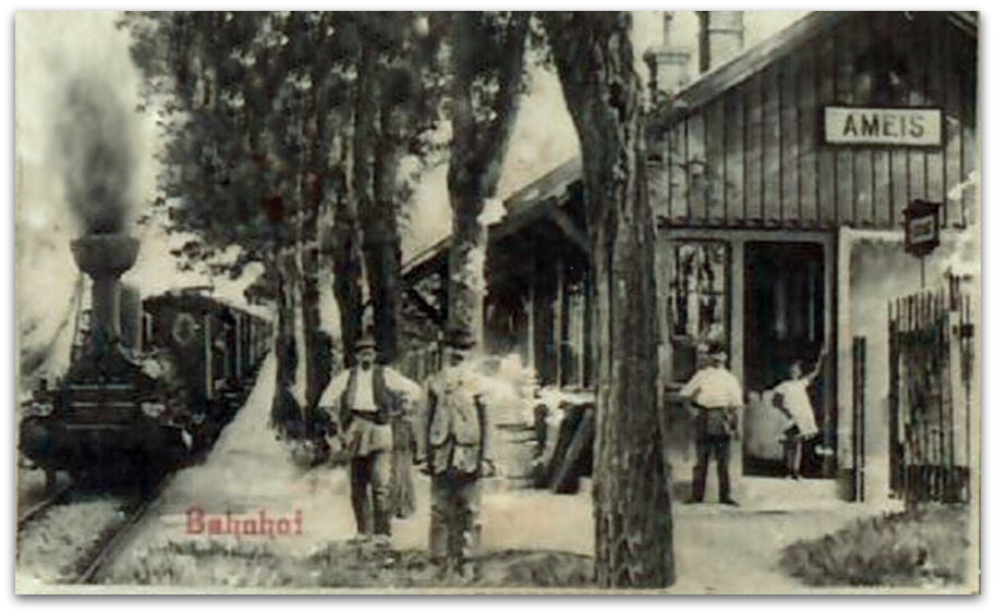 Bahnhof Ameis auf alter Ansichtskarte